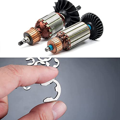 wugongshan 200 Pcs E-Clip Circlip External Retaining Rings, Stainless Steel E-Clips Assortment Kit, 10 Sizes External Circlip Snap Rings Retaining Clips Set - M1.5/M2/M3/M4/M5/M6/M7/M8/M9/M10
