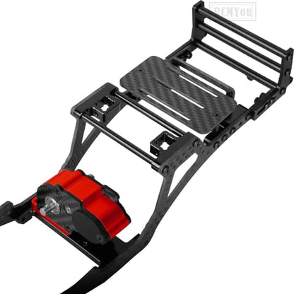 RC Carbon Fiber Frame Chassis w/Gearboxes Upgrades Part for 1/10 SCX10 SCX10 II 90046 90047 RC Crawler Car,Red - color: Red - Parts