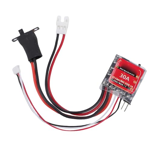 Keenso Brushed ESC, 30A Mini Electronic Speed Controller with Brake for 2S LiPo and NiMH Battery in 1/32 1/18 /24 Scale RC Cars