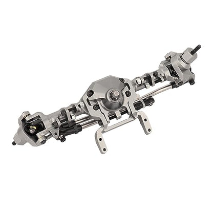 CNC Metal Front and Rear Straight Complete Axle for 1/10 Axial SCX10 II 90046 90047 RC Crawler Car New Upgrade Parts (Silver) - color: Silver