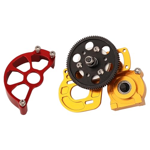 Metal Forward Transmission Assembled Gearbox with Steel Gear Set Compatible with Axial SCX10 & SCX10 II 90046 90047 1/10 RC Crawler Upgrade Parts,Half Open Shell (red-Gold) - color: Red-gold