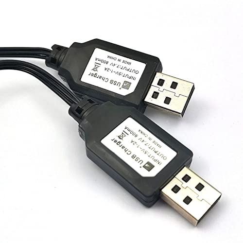 DEVMO 2pcs USB Charger Cable 1A with XH-3P Connector Compatible with Hosim Q903 Q905 Axial SCX10 2S 7.4V LiPo Battery RC Car Rock Crawler FPV Drone Quadcopter