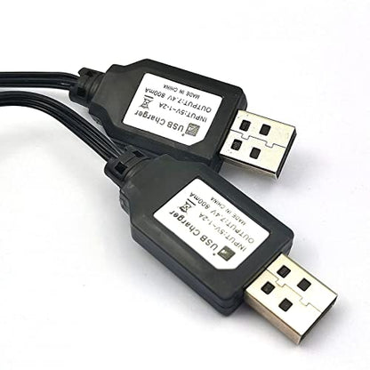 DEVMO 2pcs USB Charger Cable 1A with XH-3P Connector Compatible with Hosim Q903 Q905 Axial SCX10 2S 7.4V LiPo Battery RC Car Rock Crawler FPV Drone Quadcopter