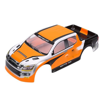 1/10 RC Car Body Shell Painted Precise Design for 26cm Wheelbase Pickup Trucks Lightweight PVC Material (Orange) - color: Orange