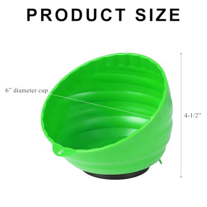 Magnetic Nut Cup, Curved Magnetic Parts Tray Bolts Organizer Holds Up to 5 Pounds, Multi-Use Nuts Screws Bowl Small Parts Tray Attaches to Metal Surface, Car Accessories (Green) - color: Green