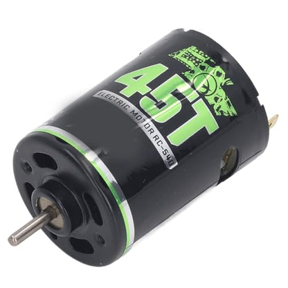 540 Brushed Motor with 1/3 Reduction Gearbox for RC Car, Black Green, 7.2-7.4V - High Torque Output, Low Noise Operation, Ideal for RC Crawler and Offroad Use (45T)