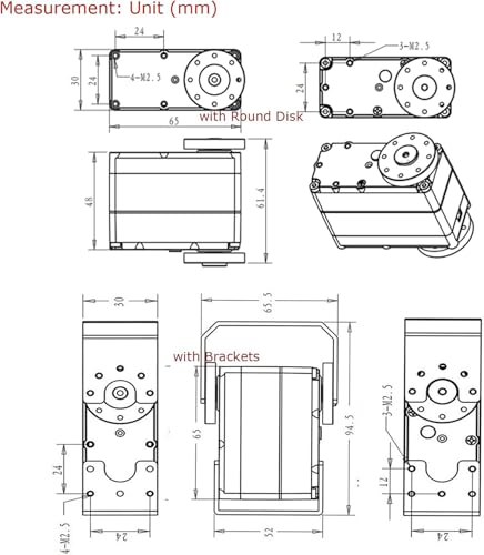 160KG Robot Servo Motor 24V High Torque Steel Gear Digital Steering Servo for RC Vehicles, Robotic Arms, Humanoids, and More – with Mount Brackets (180°)