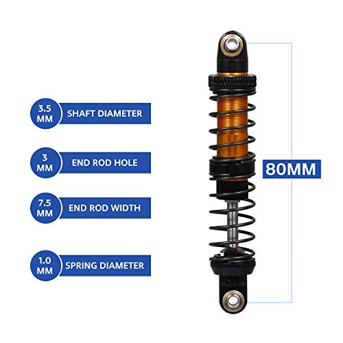 GoolRC 4pcs 80mm Metal Shock Absorber Damper Adjustable for 1/10 Tamiya CC01 RC Crawler Off-road Car - size: 80mm