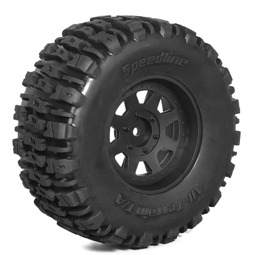 1/10 RC Short Course Truck Tires and Plastic Wheels 12mm Hex Off Road Front and Rear Tyres OD 115mm for 1:10 Scale Buggy Truck Car TRAXXAS Slash4X4 HuanQi 727 ARRMA SENTON 3S Losi 4PCS