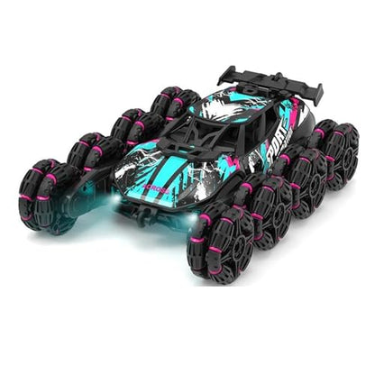 Boys 2.4G Remote Control Car with Gesture Sensing 360° Rotation 8 Wheel Off Road Stunt Drift Spray Racing Transformable Toy,A,Dual Battery - color: A