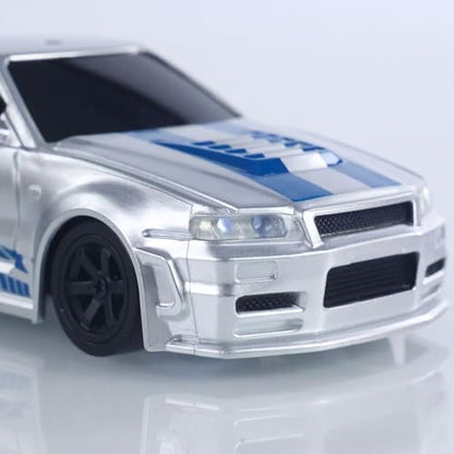 1:43 RC Drift Car 4WD High Speed Racing Vehicles 4304A 2.4GHz RTR Mini Car Model Radio Battery Lights Gyroscope Hobby Grade Model Birthday for Ages 14+ - color: Silver and Blue