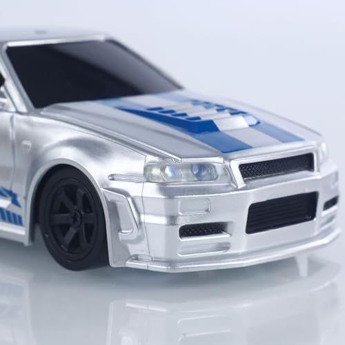 1:43 RC Drift Car 4WD High Speed Racing Vehicles 4304A 2.4GHz RTR Mini Car Model Radio Battery Lights Gyroscope Hobby Grade Model Birthday for Ages 14+ - color: Silver and Blue