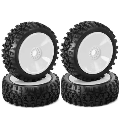 Compatible with 1/8 RC Car Monster Truck On Road Off-Road 4PCS RC Wheel Tire Rubber 112MM Tire 17Mm Hub Hex RC Assortment(White) - color: White