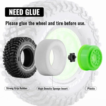 GLOBACT 1/7 1/8 RC Truck Tire & 12mm 14mm 17mm Hex for UDR Mojave FS 336184