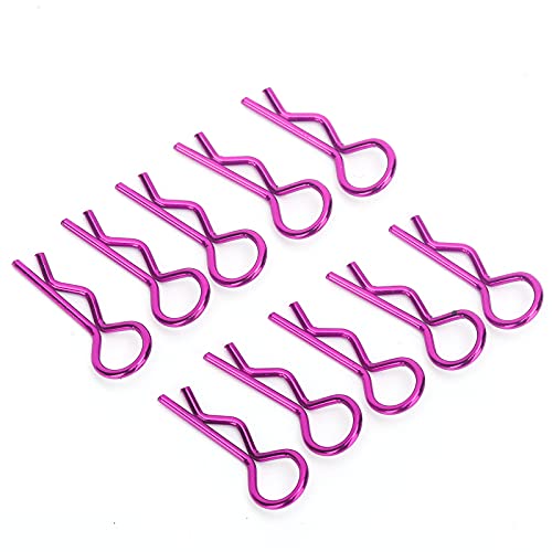 Qiilu Durable RC Body Clips for 1/5 1/6 /8 /10 RC Car - 10Pcs Metal Shell Clip Pins, Teardropshaped Pull Tabs (Purple) - color: Purple