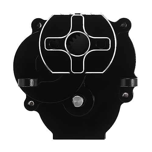 INJORA Transmission Gearbox with 16.6/1 Gears Pinion CNC Aluminum Complete Transmission for TRX4M 1/18 RC Crawler Upgrade(Black)