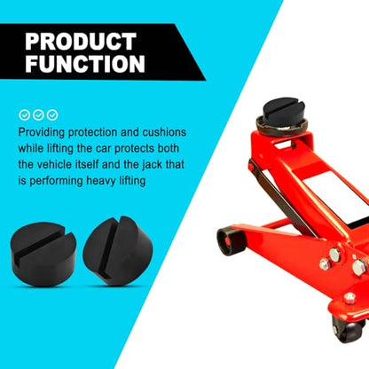 2 pcs Universal Jack Stand Pad Adapter Pinch Weld Side Frame Rail Protector, Slotted Rubber Jack Pads, Frame Rail Protector Puck/Pad Keeps Pinch Weld, Paint and Metal Safety