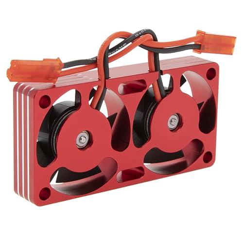 DKKY RC Motor Cooling Fan Heatsink 30mm Dual Fan for ARRMA Axial Traxxas 1/6 1/8 1/10 RC Crawler Car 3650 550 3660 4274 4068 4268 Motor (Red) - color: Red