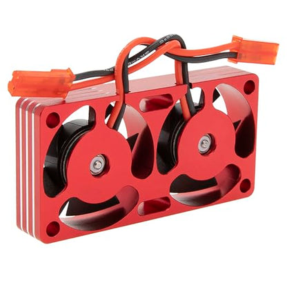 DKKY RC Motor Cooling Fan Heatsink 30mm Dual Fan for ARRMA Axial Traxxas 1/6 1/8 1/10 RC Crawler Car 3650 550 3660 4274 4068 4268 Motor (Red) - color: Red