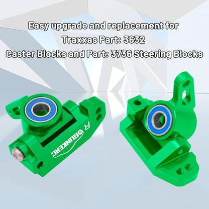 OGRC Caster Block Steering Blocks, Stub Axle Carriers for 1/10 Slash 2WD | Aluminum Front Caster Block&Steering Blocks and Rear Stub Axle Carriers for 1/10 Traxxas slash 2WD #3632 3736 3752 (Green) - color: Green