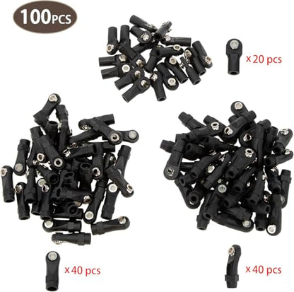 MEUS RACING 100Pcs RC Link Rod Ends M4 Plastic Ball Head Ends for 1/10 SCX10 TRX4 RC Car Upgrade Parts (Section A)
