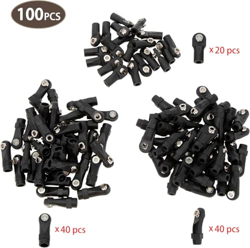 MEUS RACING 100Pcs RC Link Rod Ends M4 Plastic Ball Head Ends for 1/10 SCX10 TRX4 RC Car Upgrade Parts (Section A)