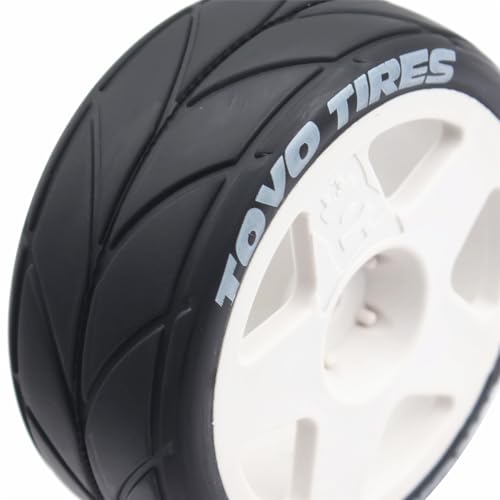 65mm 4PCS 1/10 RC On-Road tires and Hard Plastic wheels set Hex 12mm For WRC Drift Car Conversion 1/10 RC On-Road Car Traxxas Tamiya FW06 TT02 HPI HSP 94122 Kyosho W36 (White) - color: White