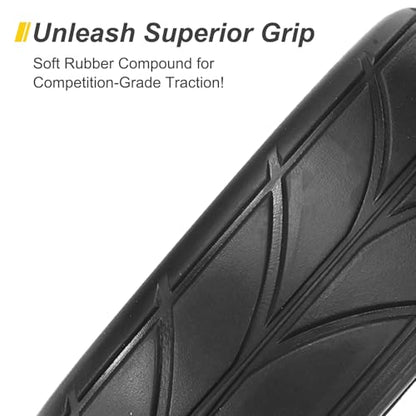 uxcell 4-Pair High-Grip RC Car Tire & Wheel Set for 1/10 Scale On-Road Touring Cars - Soft Rubber Tyres with 12mm Hubs, Black, Type A