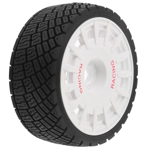 100mm 1/8 RC On-Road Tires and 15-Spokes RC Hard Plastic wheels High Grip Set 17mm Hex For 1/7 1/8 HPI VRX WR8 HSP Hobao Kyosho ARRMA Redcat Losi KM C3 CNE Ford W200 (White) - color: White