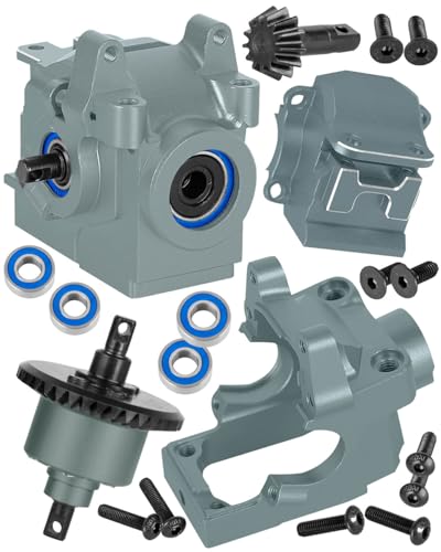 RC Aluminum Transmission Gearbox Case & 37T Diff Gear Upgrades Part for 1/10 Slash/Rustler/Stampede/Jato 4X4 4WD VXL/XO-1,Replace #6880#6881,Titanium - color: Titanium-(rc Upgrades Part）