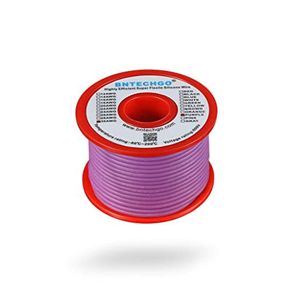BNTECHGO 30 Gauge Silicone Wire Spool 50 ft Purple Flexible 30 AWG Stranded Tinned Copper Wire | Flexible 30 AWG Stranded Wire Silicone Rubber Insulation For RC Models, Drone, Robot, LED Lighting Systems, 3D Printer, DIY - size: 30 gauge silicone wire 50f