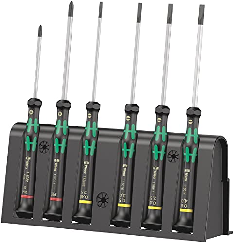 Wera 2035/6 Kraftform MicroSlotted/Phillips Electronics Screwdriver Set and Rack, 6-Piece - size: Slotted: 2.5x80 mm, 3x80 mm, 3.5x80 mm, 4x80 mm