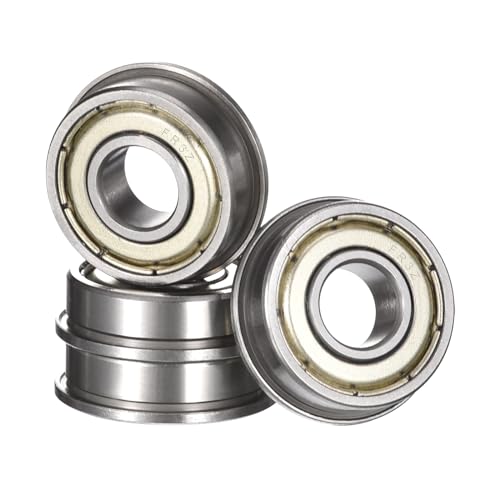 FR3ZZ Flanged Ball Bearing, ID 3/16" x OD 1/2" x Width 10/51" Miniature Bearings, Double Metal Shielded Deep Groove Bearings, Pre-Lubricated (GCr15) Chrome Steel 4pcs - size: FR3ZZ 3/16"x1/2x10/51"