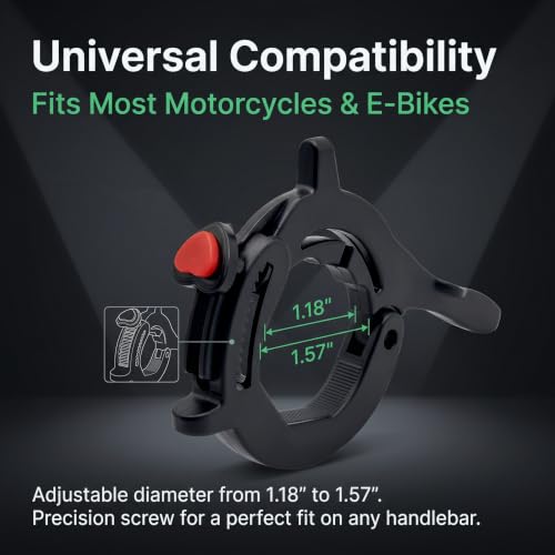 Motorcycle Cruise Control Assist, Handlebar Lock Clamp with Quick Release Button, Anti-Slip Adjustable Throttle Booster, Modification Accessory for Motorcycles E-Bikes Scooters (Black)