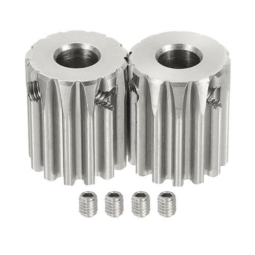 uxcell 2Pcs 1 Mod 13T Spur Gear 6mm Bore, 304 Stainless Steel Pinion Gear, 20°Pressure Angle, for Spur Rack and RC Model Car or Motor DIY - size: 1 Mod 13T, 6mm
