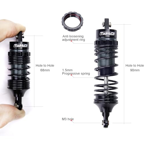 Oil Shock Absorbers Upgrade Compatible with 1/10 RC Cars | Fits Bandit / Hoss / Rustler / Slash / Stampede - Oil Damper Upgrade - Orange - color: Gray/Orange