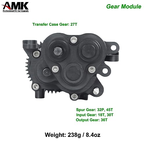 AMK 32P 2-Speed TRX4 Transmission Case Metal Transfer Gearbox for 1/10 RC Crawler TRX6 Upgrades