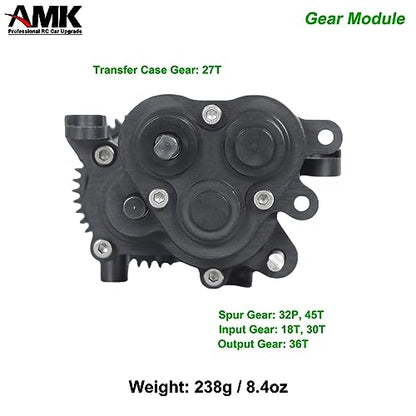 AMK 32P 2-Speed TRX4 Transmission Case Metal Transfer Gearbox for 1/10 RC Crawler TRX6 Upgrades