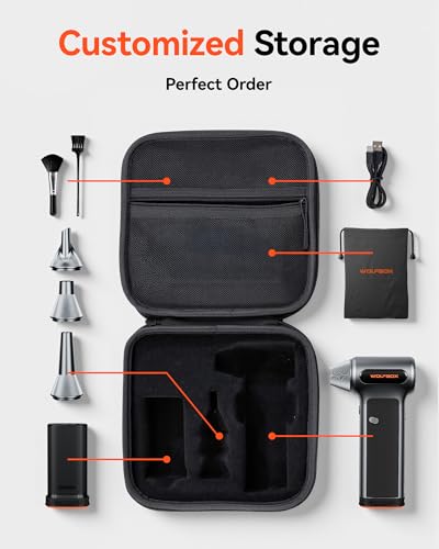 WOLFBOX Hard Carrying Case for MF200 Electric Air Duster [CASE ONLY, Device Not Included], Shockproof Travel Storage Bag for Compressed Air Blower & Accessories, Splash-Proof - size: SB200-MF200
