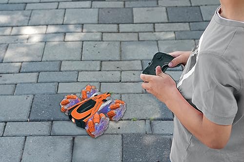 LEXiBOOK, Crosslander Glow RC Car, RC21 | Glow-in-the-dark, Rechargeable, Remote controlled - style: Crosslander 360 - Orange/Black