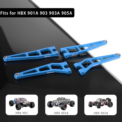 Aluminum Front Rear Suspension Arms Front Steering Knuckles Rear Hubs Kit for Haiboxing 1/12 RC Truck 903 903A 905 Upgrade Parts (Blue) - color: Blue