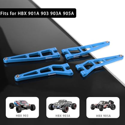 Aluminum Front Rear Suspension Arms Front Steering Knuckles Rear Hubs Kit for Haiboxing 1/12 RC Truck 903 903A 905 Upgrade Parts (Blue) - color: Blue
