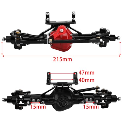 Front Rear Complete Axle Set with 3.0 Version Axle Shaft for Axial SCX10 RC4WD D90 1/10 RC Crawler Upgrade Parts - color: Black