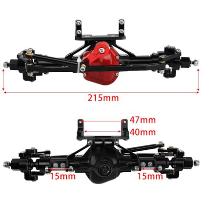 Front Rear Complete Axle Set with 3.0 Version Axle Shaft for Axial SCX10 RC4WD D90 1/10 RC Crawler Upgrade Parts - color: Black