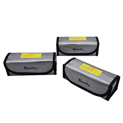 Blomiky 3 Pack 18.5 * 7.5 * 6cm Li-polymer Fireproof Explosionproof Safe Bag Suitable Case for 3.7V 7.4V 11.1V 14.8V 22.2V 100mAh-8000mAh Lithium-ion Li-Po or Ni-CD Ni-MH Battery/Lipo Case *3