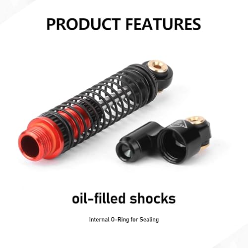 SCX24 Shock Flex Blades With 47MM Oil Filled Shocks Absorber | CNC Aluminum Damper Mount for Axial SCX24 Upgrade Parts 1/24 RC Crawler - color: Black