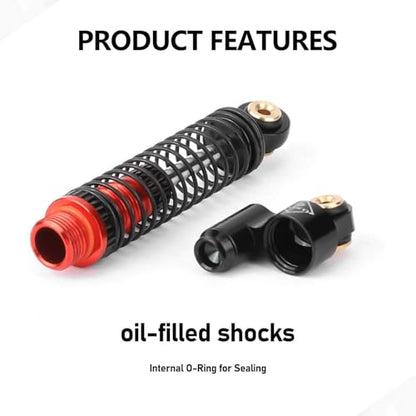SCX24 Shock Flex Blades With 47MM Oil Filled Shocks Absorber | CNC Aluminum Damper Mount for Axial SCX24 Upgrade Parts 1/24 RC Crawler - color: Black