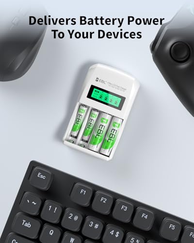 EBL LCD Battery Charger Smart Individual 907 AA AAA Rechargeable Battery Charger for Ni-MH Ni-CD Rechargeable Batteries - size: battery charger
