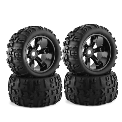 RC Car Upgrade Part for Arrma for Traxxas 1/10 4Pcs 150MM Tire Wheel Tyre 17Mm Hex RC Car RC for Buggy Truck(Black) - size: Black