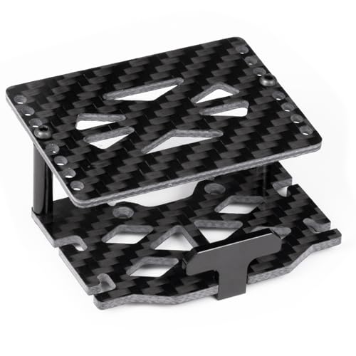 CNC Aluminum RC Car TRX4M Battery Tray ESC Receiver Mount Double Decker Carbon Fiber Battery Plate for 1/18 RC Crawler Car TRX4M Upgrade Parts